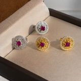 AG Collective Jewelry – Crimson Halo Sunburst Stud Earrings