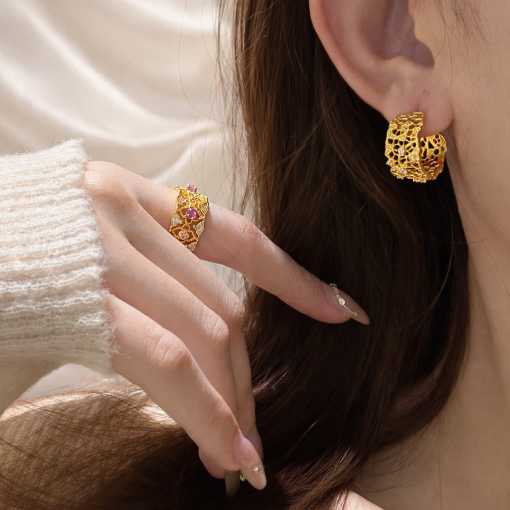 AG Collective Jewelry – Celestial Lace Huggie Earrings