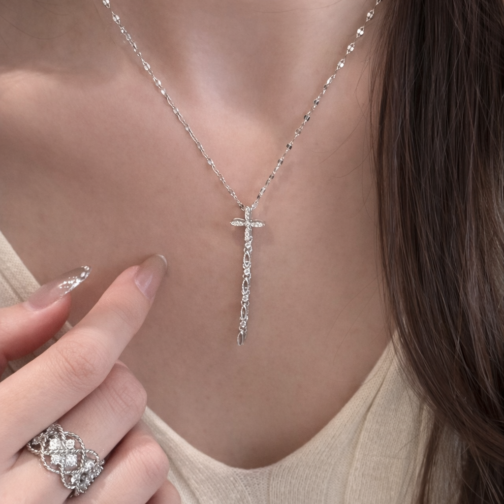 AG Collective Jewelry – Celestial Grace Cross Lariat Necklace
