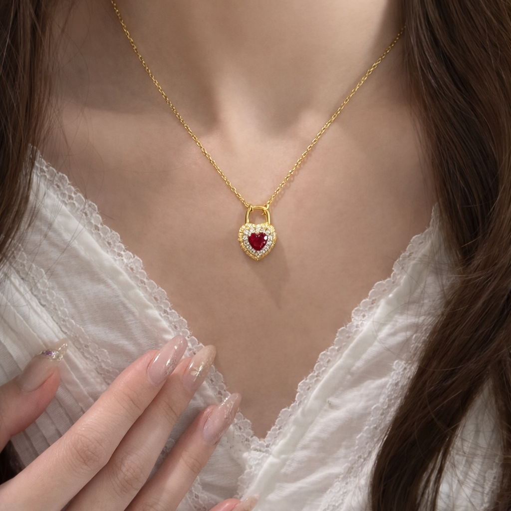 AG Collective Jewelry – Scarlet Lock Heart Necklace