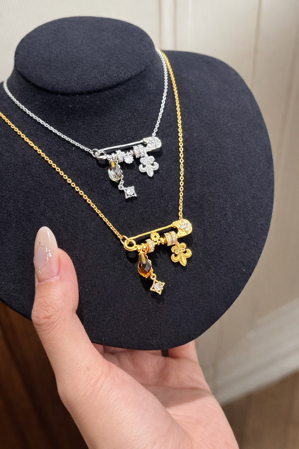 AG Collective Jewelry – Fortune Keepsake Safety Pin Charm Necklace