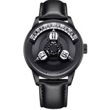 Vortichron Premium Leather Strap Men's Watch - Timeorb | Midnight Black