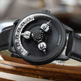 Vortichron Premium Leather Strap Men's Watch - Timeorb | Midnight Black
