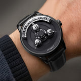 Vortichron Premium Leather Strap Men's Watch - Timeorb | Midnight Black