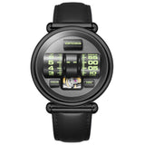 Vortichron Automatic Calfskin Leather Strap Men's Watch - Double Roller | Midnight black