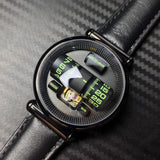Vortichron Automatic Calfskin Leather Strap Men's Watch - Double Roller | Midnight black