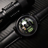 Vortichron Automatic Calfskin Leather Strap Men's Watch - Double Roller | Midnight black