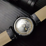 Vortichron Automatic Calfskin Leather Strap Men's Watch - Double Roller | Midnight black