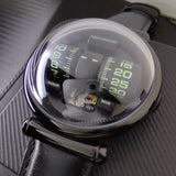 Vortichron Automatic Calfskin Leather Strap Men's Watch - Double Roller | Midnight black