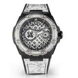 NSquare Snake Embossing Premium White Rubber Strap Men's Watch - N51.2