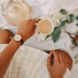 Natbyj Unpretentious White Dial Brown Leather Strap Women Watch NAT0105