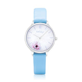 Natbyj Dazzle White Dial Blue Leather Strap Women Watch NAT0203