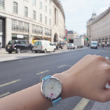 Natbyj Dazzle White Dial Blue Leather Strap Women Watch NAT0203
