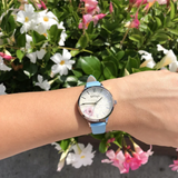 Natbyj Dazzle White Dial Blue Leather Strap Women Watch NAT0203