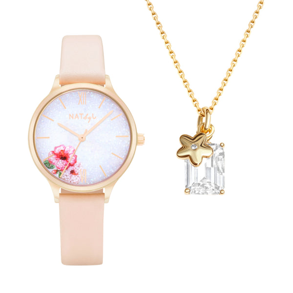 Natbyj Dazzle Watch and Necklace Gift Set NAT0207N0208Y