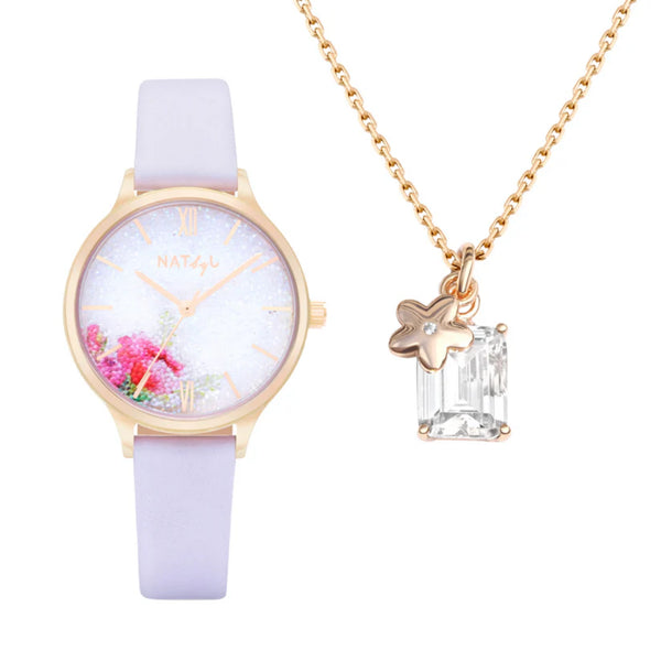 Natbyj Dazzle Watch and Necklace Gift Set NAT0209N0208R