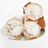 Natbyj Dream White Dial Purple Leather Strap Women Watch NAT0309