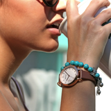 Natbyj First Love White Dial Brown Leather Strap Women Watch NAT0605