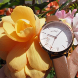 Natbyj First Love White Dial Brown Leather Strap Women Watch NAT0605