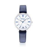Natbyj Stargaze White Dial Black Leather Strap Women Watch NAT0901