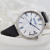 Natbyj Stargaze White Dial Black Leather Strap Women Watch NAT0901