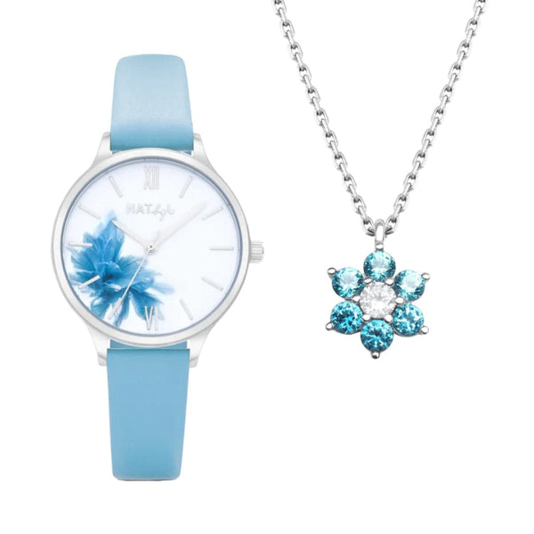 Natbyj Blossom Watch and Necklace Gift Set NAT1003N1003S