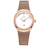 Naviforce Rose Gold Mesh Stainless Steel Strap Women's Watch - Date Display | NF5004 RG/W
