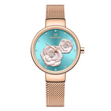 Naviforce Turquoise Dial Rose Milanese Strap Women Watch NF5013 RG/BE/RG