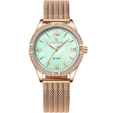 Naviforce Green Dial Rose Gold Milanese Strap Women Watch NF5028 RG/GN