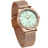 Naviforce Green Dial Rose Gold Milanese Strap Women Watch NF5028 RG/GN