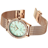 Naviforce Green Dial Rose Gold Milanese Strap Women Watch NF5028 RG/GN