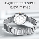Naviforce Fashion Square Silver Women's Watch - Double Clasp | NF5042 S/BE/S