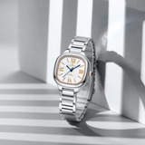 Naviforce Fashion Square Silver Women's Watch - Double Clasp | NF5042 S/RG/S