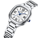 Naviforce Fashion Square Silver Women's Watch - Double Clasp | NF5042 S/W/S