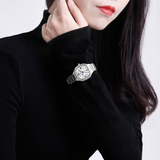 Naviforce Fashion Square Silver Women's Watch - Double Clasp | NF5042 S/W/S