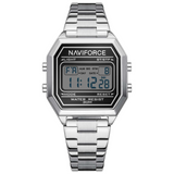 Naviforce Stylish Octagonal Silver Women's Watch - Digital | NF5063S S/B/S