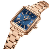 Naviforce Rectangular Blue Dial Women's Watch - Stainless Steel Strap | NF5065 RG/BE