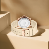Naviforce Spark Series Beige Silicone Strap Women's Watch NF5068 RG/W/BG