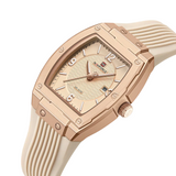 Naviforce Modern Grace Beige Silicone Strap Women's Watch NF5070 RG/BG