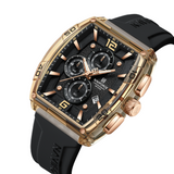 Naviforce Luxury Black Fumed Silica Strap Men's Watch NF6101 RG/Y/B