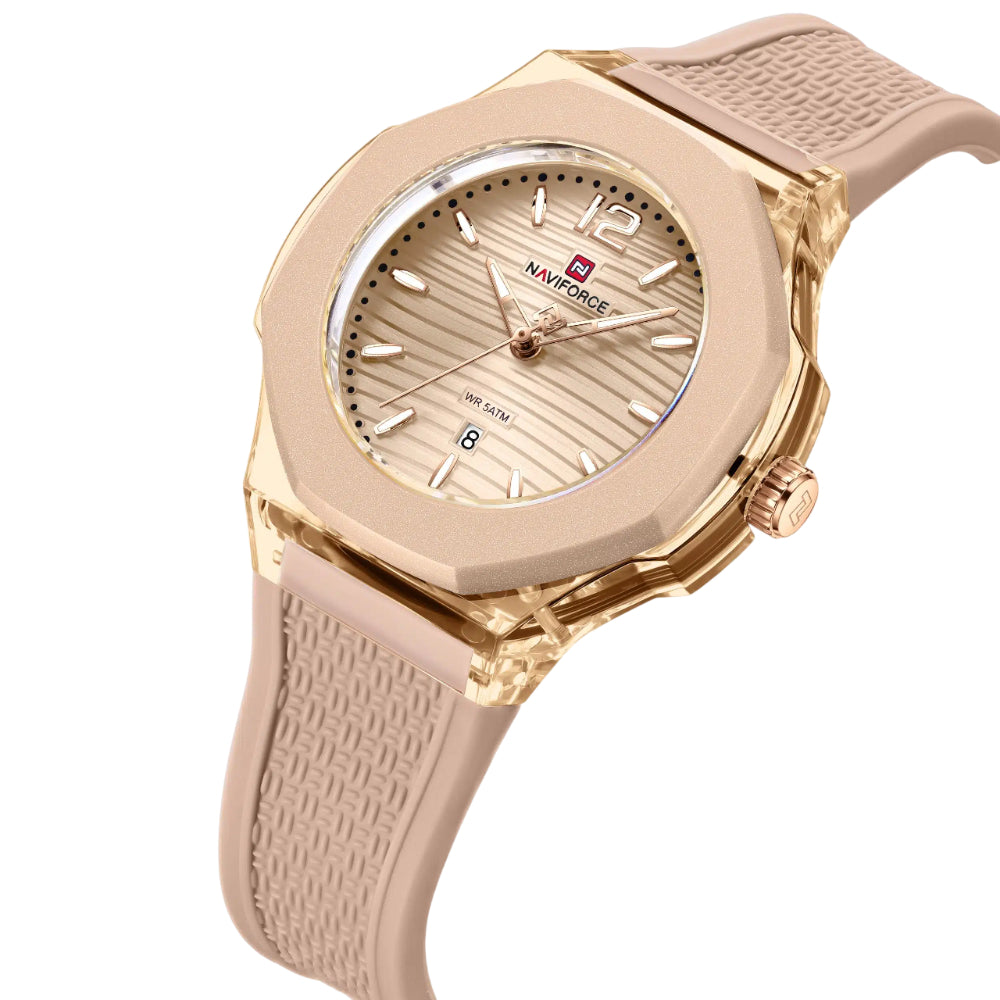 Naviforce Textura Rose Gold Fumed Silica Strap Women's Watch NF6109 RG/RG/RG