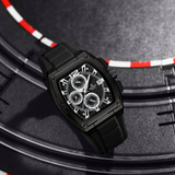 Naviforce Barrel-Shaped Black Fumed Silica Strap Men's Watch NF8050 B/B/B