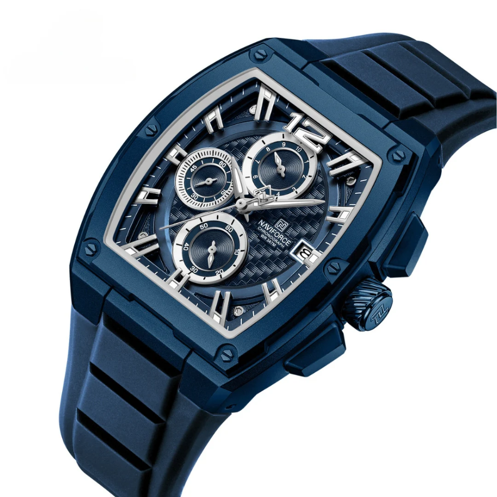 Naviforce Barrel-Shaped Blue Fumed Silica Strap Men's Watch NF8050 BE/BE/BE