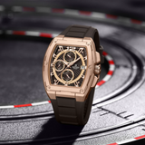 Naviforce Barrel-Shaped Brown Fumed Silica Strap Men's Watch NF8050 RG/RG/CE