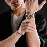 Naviforce Barrel-Shaped Brown Fumed Silica Strap Men's Watch NF8050 RG/RG/CE