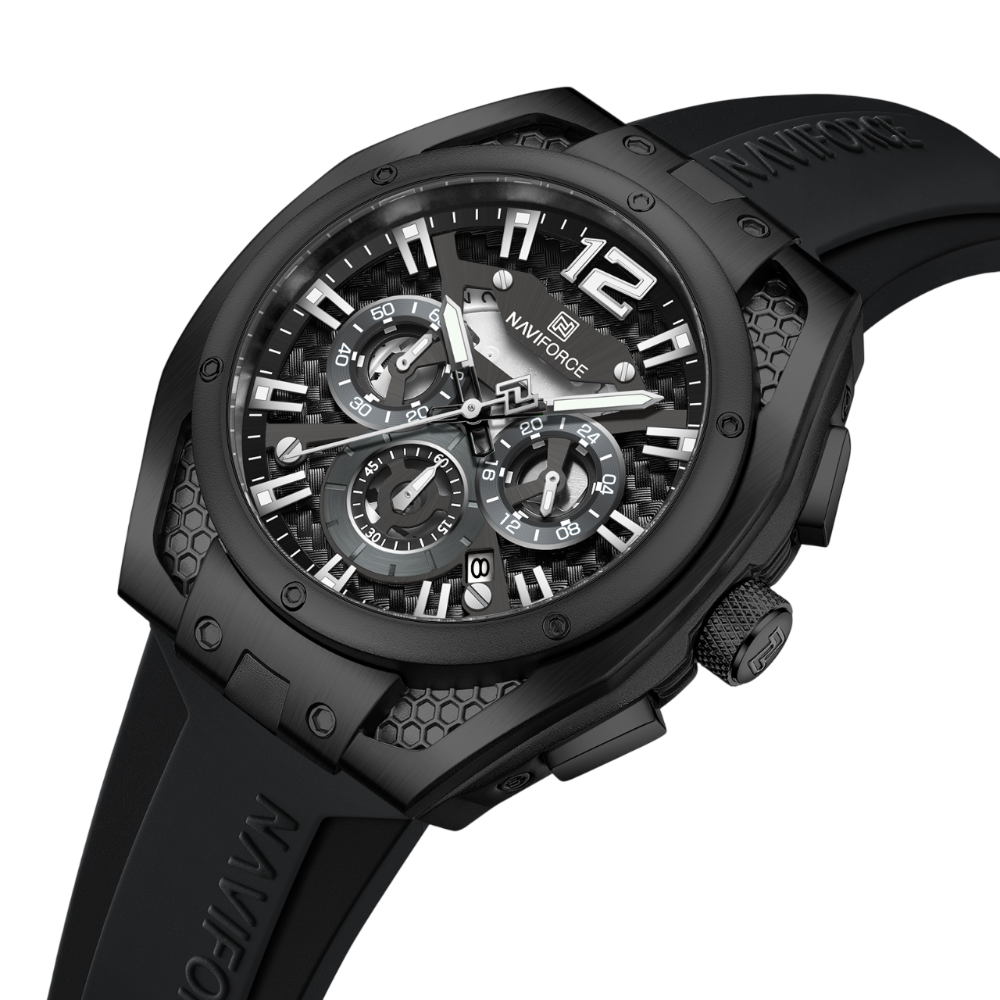 Naviforce Sports Style Black Fumed Silica Strap Men's Watch NF8063 B/B/B