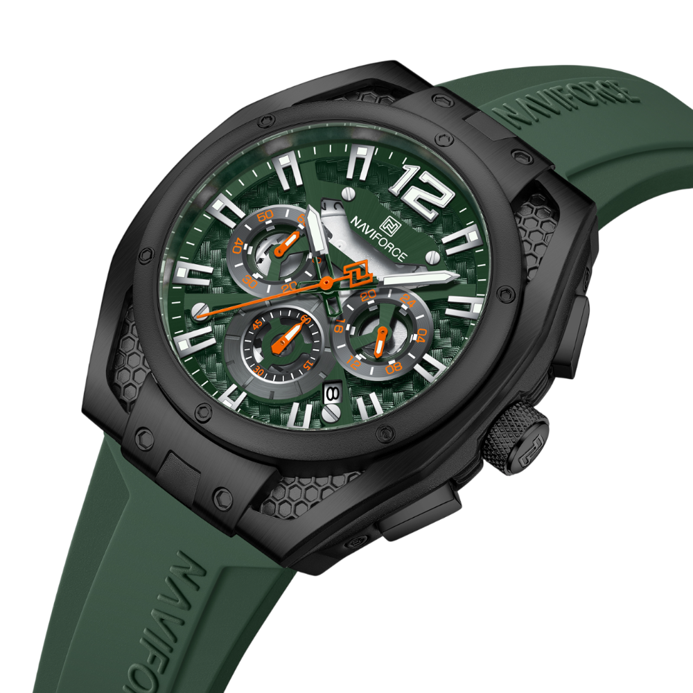 Naviforce Sports Style Green Fumed Silica Strap Men's Watch NF8063 B/GN/GN