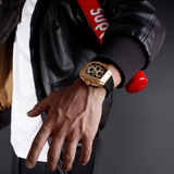 Naviforce Chronograph Black Fumed Silica Strap Men's Watch NF8070 RG/B/B