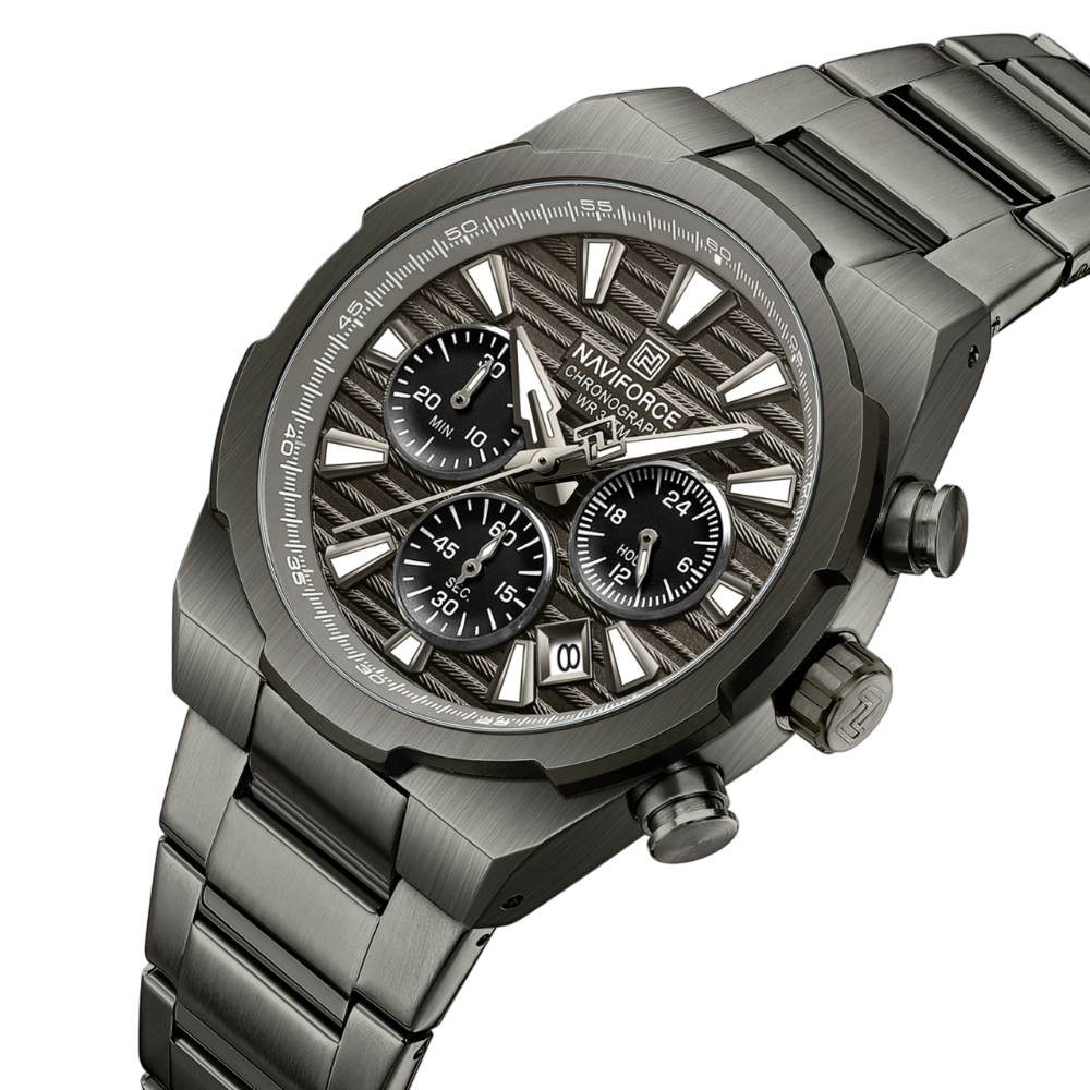 Naviforce Executive Chronograph Stainless Steel Strap Men's Watch NF8081 B/B/B
