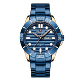 NAVIFORCE NF9198 RG/BE QUARTZ CALENDAR ORIGINAL WRISTWATCH FOR MEN